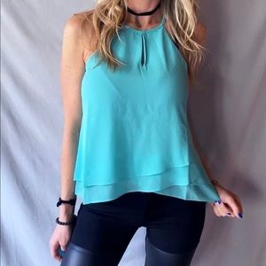 Naked Zebra Layered High Neck Chiffon Cami Mint